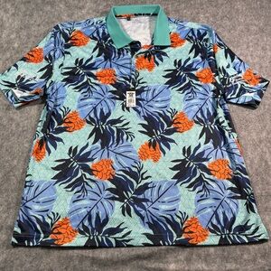 Monterey Club Mens Multicolor Hawaiian Graphics‎ Logo Golf Polo Size XXl NWT